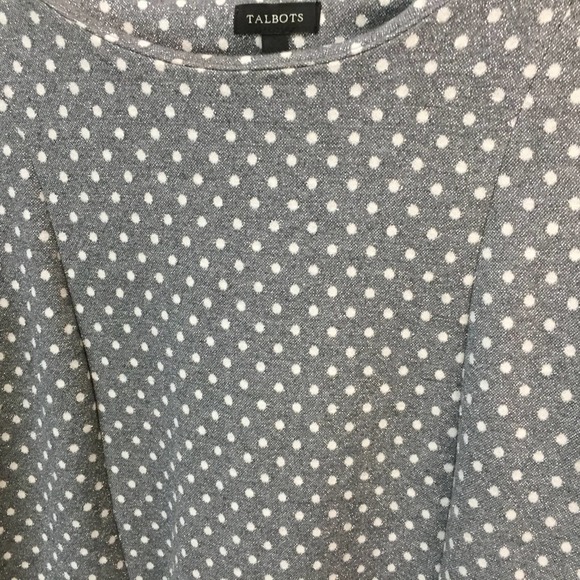 Talbots Gray & White Polka Dot Top w/ Silver Metallic Sparkle - Picture 12 of 16